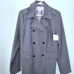 NWT Liz Claiborne Heather Gray Double Breasted Military Style Suit Jacket Size M